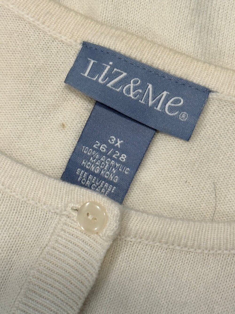 Vintage Liz & Me Dressy Button-Front Off-White Sweater w/ Sequins & Beads - Picture 5 of 5